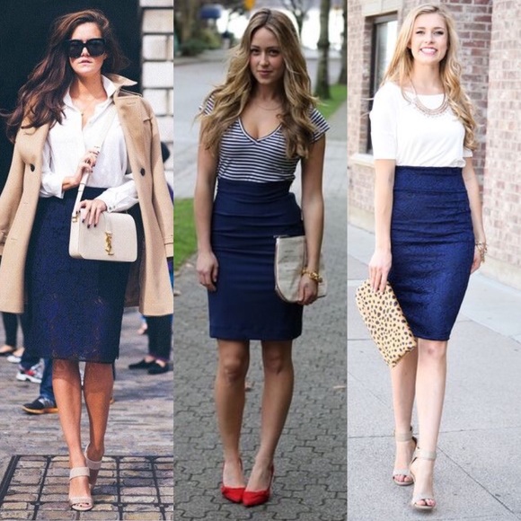 navy blue skirt outfit